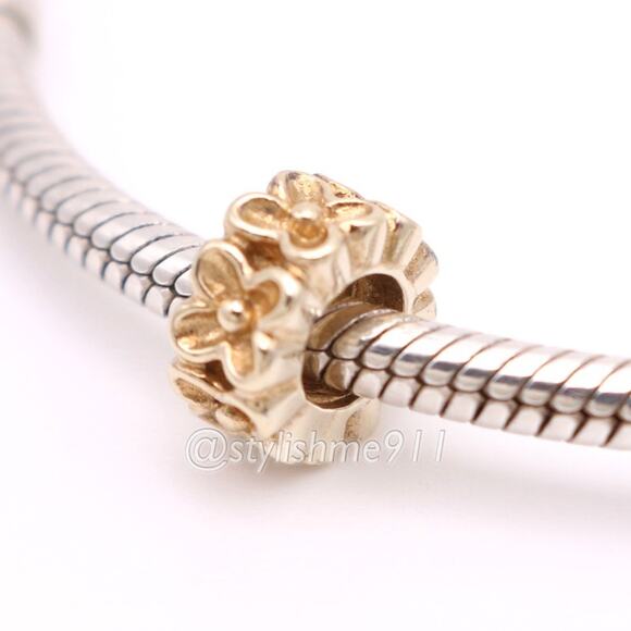 One Authentic PANDORA 14k Gold Aloha Daisy Spacer - 750465 - Picture 2 of 8